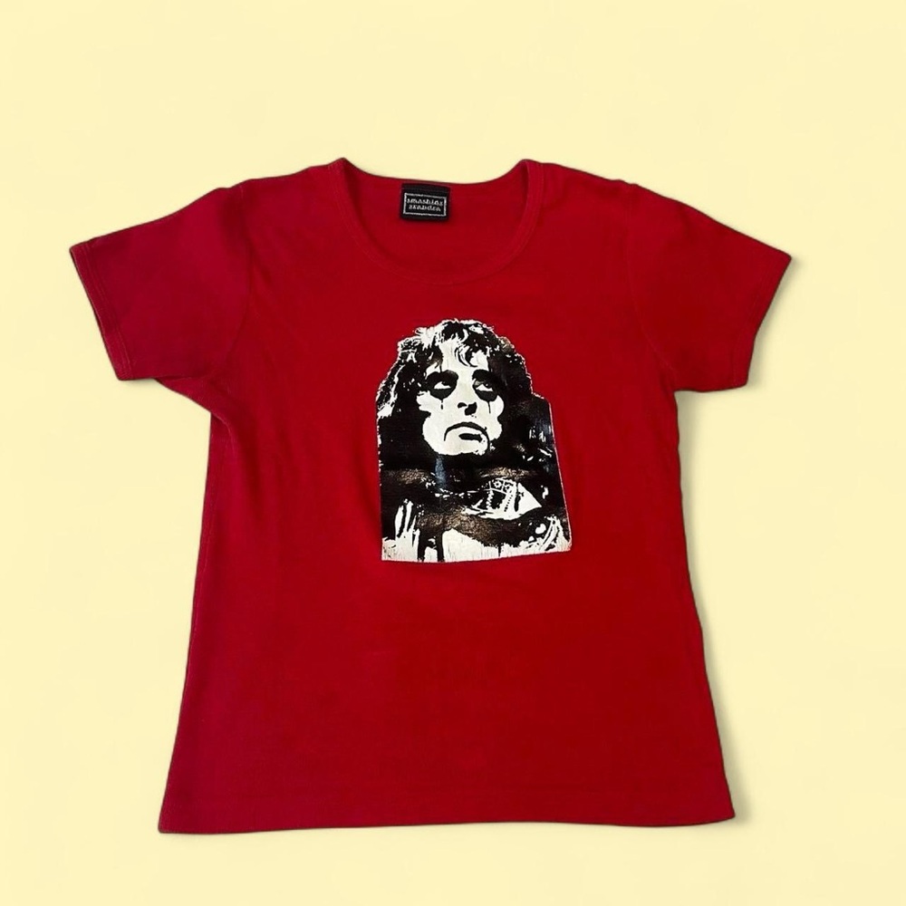 Hysteric Glamour Red Graphic Baby doll Tee Smashing Grandpa rock T-shirt